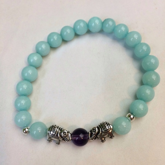 Elephant beaded stretch bracelet - Picture 2 of 3