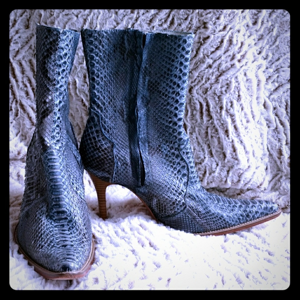 Los Altos Blue Python Boots