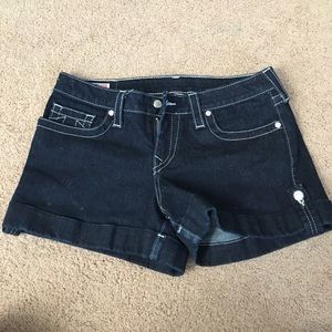 TRUE RELIGION JEAN SHORTS JESS W/CRYSTAL BUTTONS