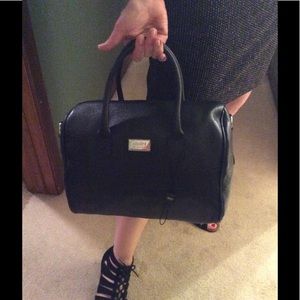 Armani Collezioni Black Pebbled Leather Handbag