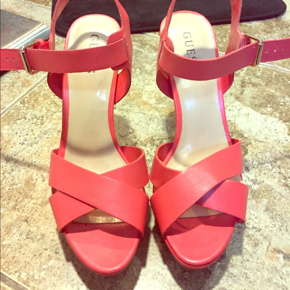 Coral Guess Platform heels