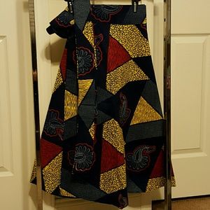 African print wrap skirt