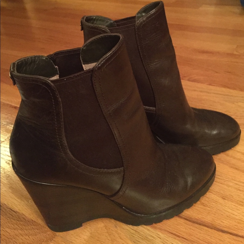 MICHAEL KORS Brown Leather Wedge Boots