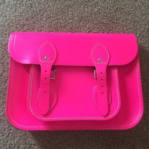 11" neon pink Cambridge satchel