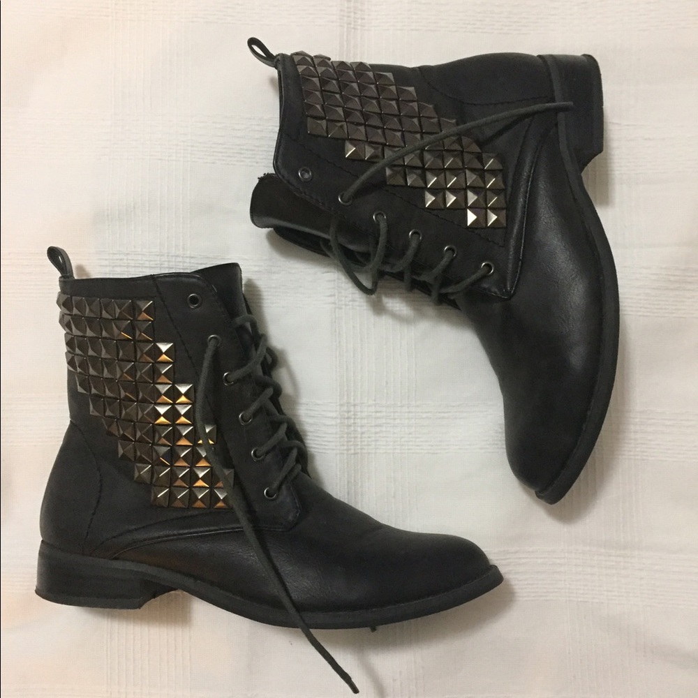 Forever 21 Black Faux Leather Studded Boots