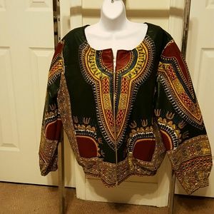 African print bomber jacket