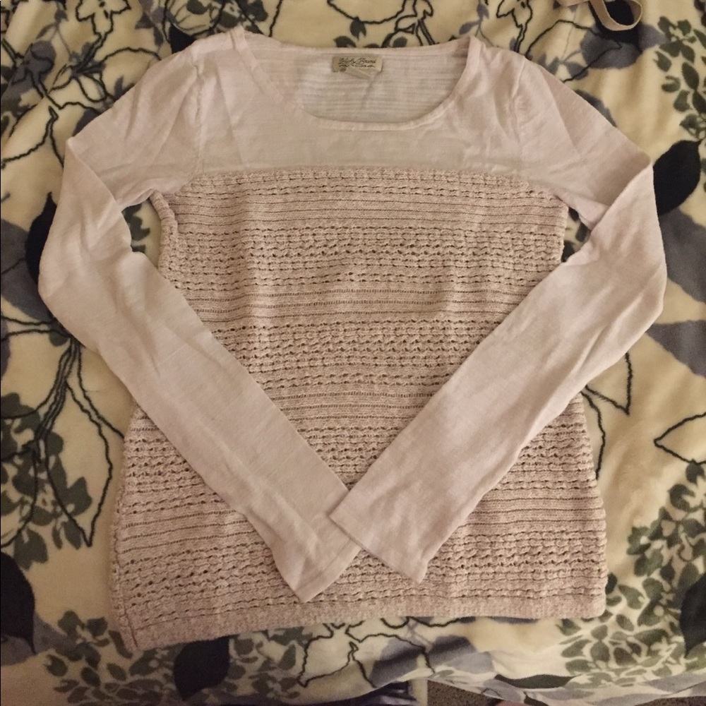Cream and tan Crochet Lucky Brand Top