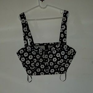 black and white, floral pattern bralette