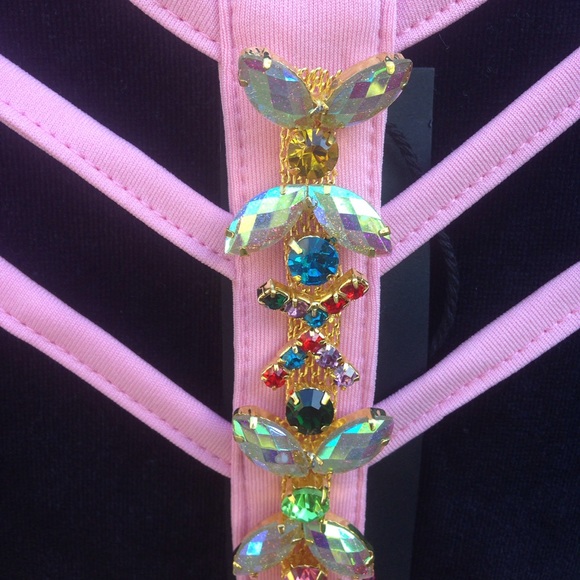 VALENTINE Pink strappy jeweled back top NWT size S - Picture 5 of 8