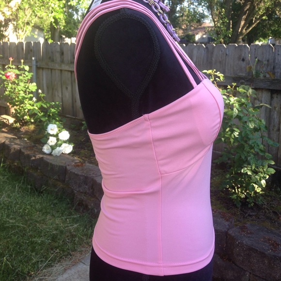 VALENTINE Pink strappy jeweled back top NWT size S - Picture 7 of 8