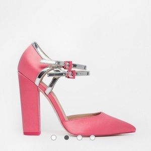 Pointed Pink Block Heels