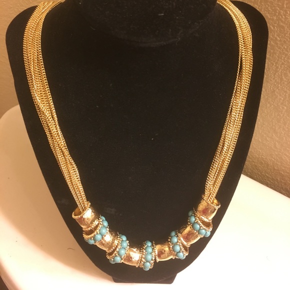 Tre Vero Necklace Gold & Turquoise! New with tags - Picture 1 of 4
