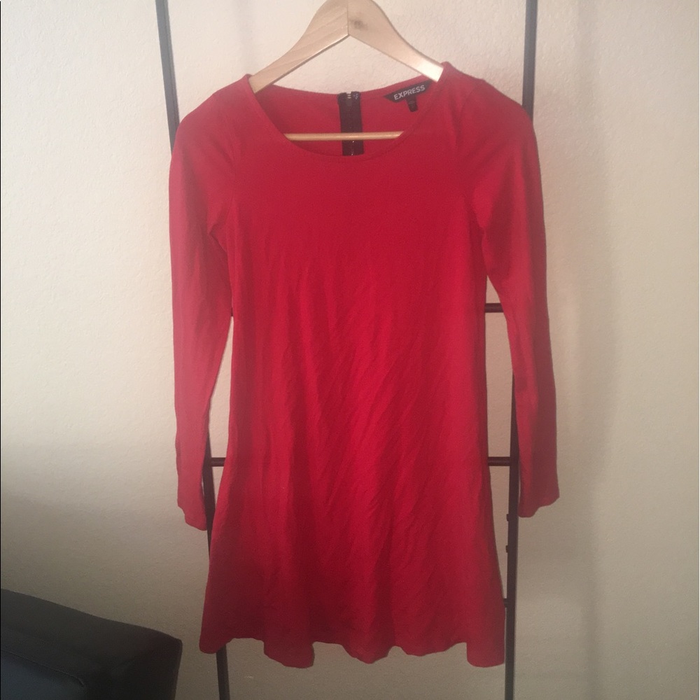 Red dress with back zipper detail