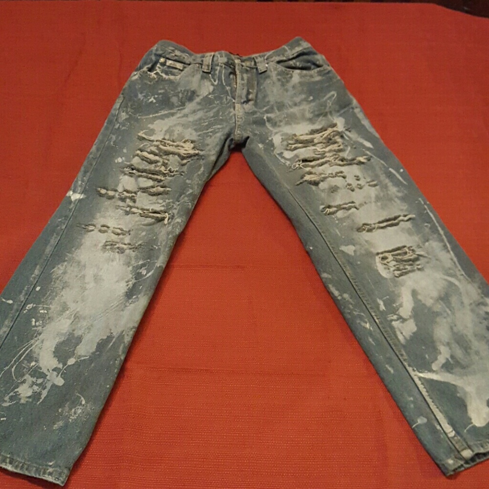 Custom distressed Calivin Klein's women's jeans.
