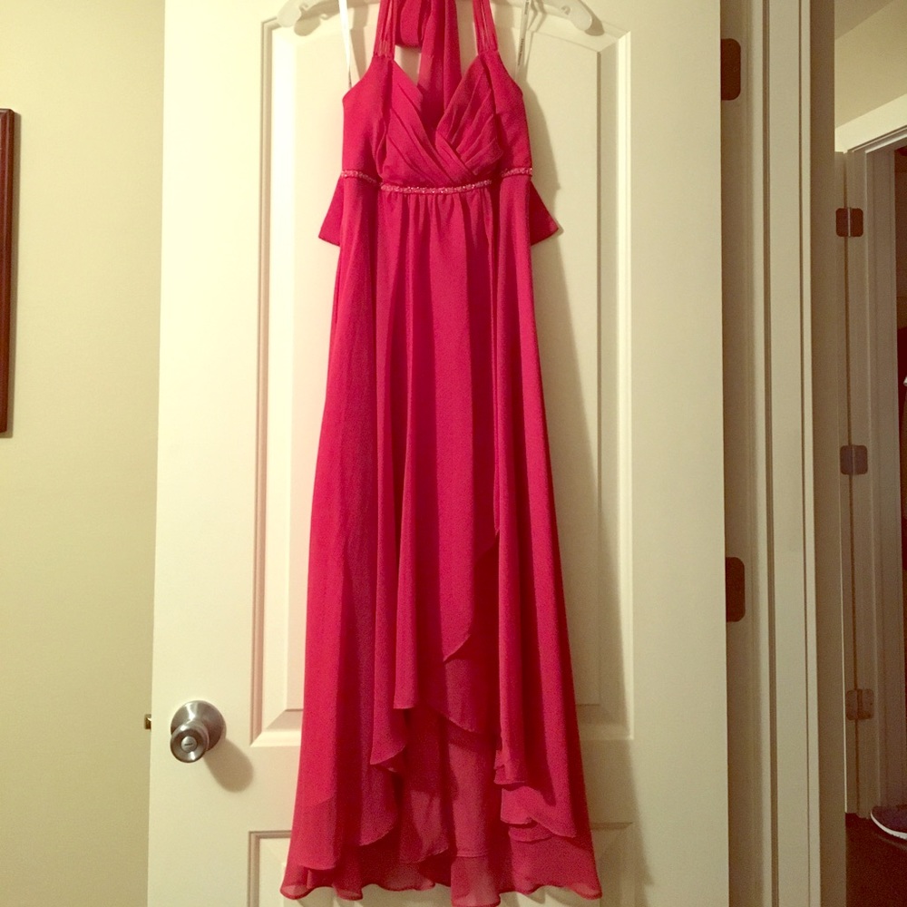 Pink Davids Bridal Halter Top Dress