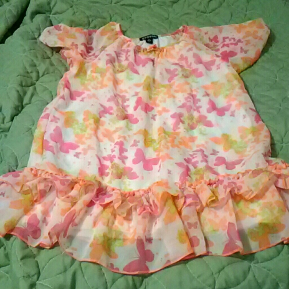 Girls Butterfly ruffled top