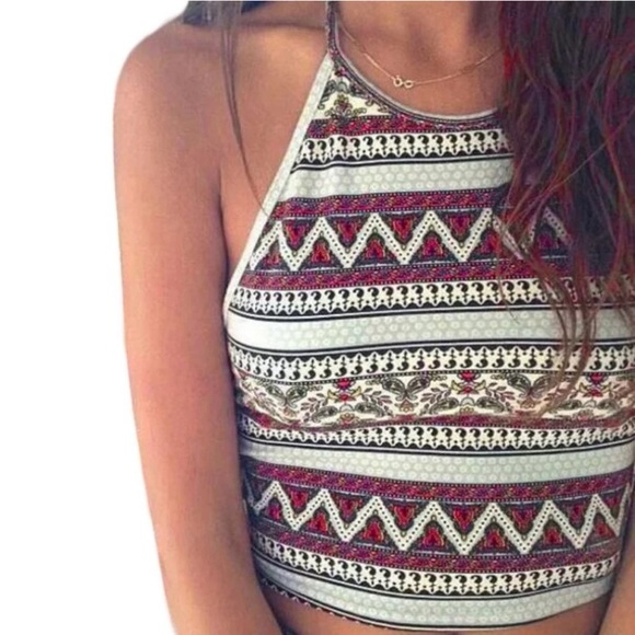 Boho Crop Halter Tank Top - Picture 4 of 7