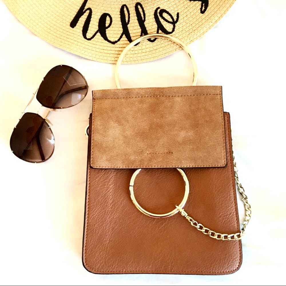 Chloe Cognac Crossbody with Gold Ring Hardware - Picture 2 of 7