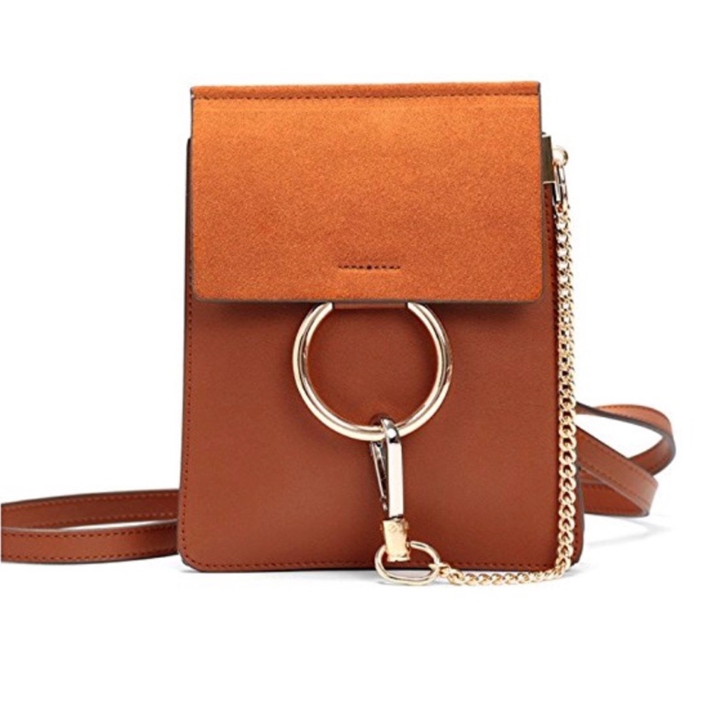 Chloe Cognac Crossbody with Gold Ring Hardware - Picture 4 of 7