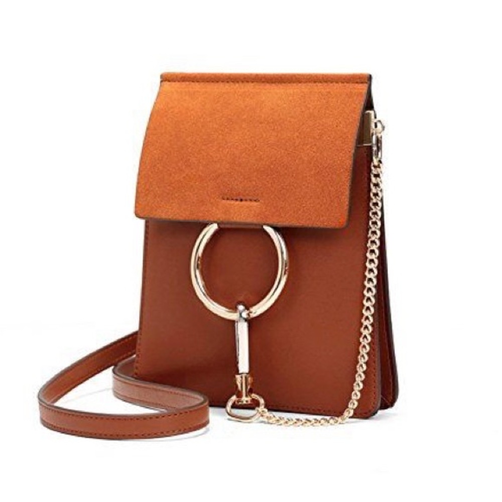 Chloe Cognac Crossbody with Gold Ring Hardware - Picture 5 of 7