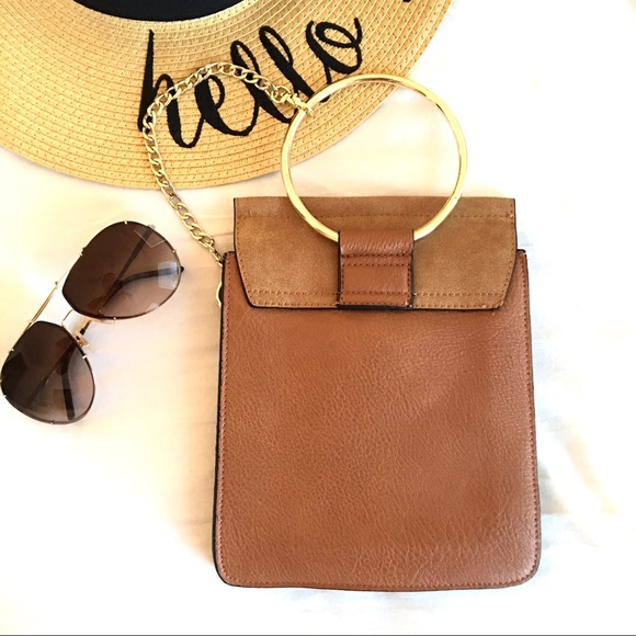 Chloe Cognac Crossbody with Gold Ring Hardware - Picture 3 of 7