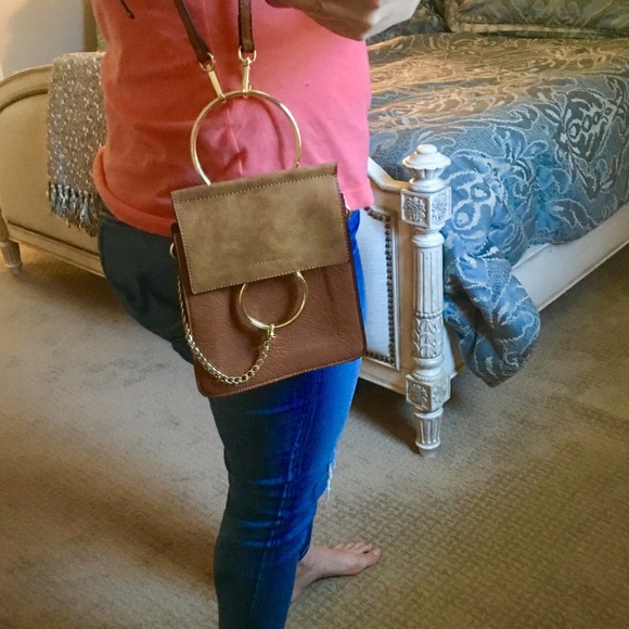 Chloe Cognac Crossbody with Gold Ring Hardware - Picture 6 of 7