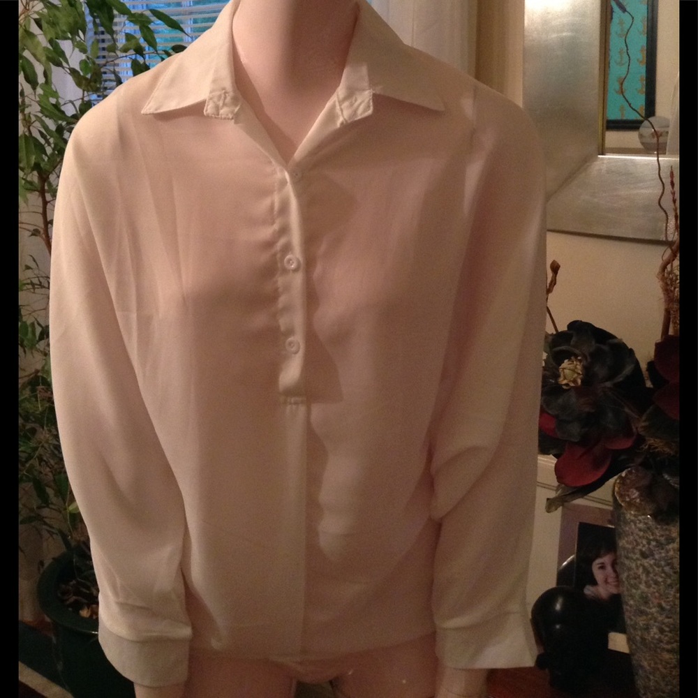Sheer White Boutique Button Up Blouse