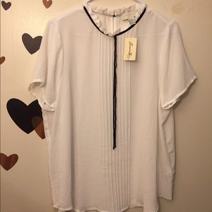 Plus Size Ruffled Velveteen Bow Top