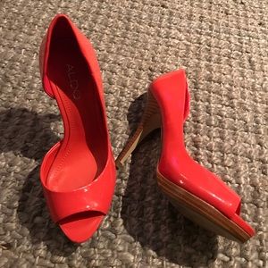 Coral patent high heels