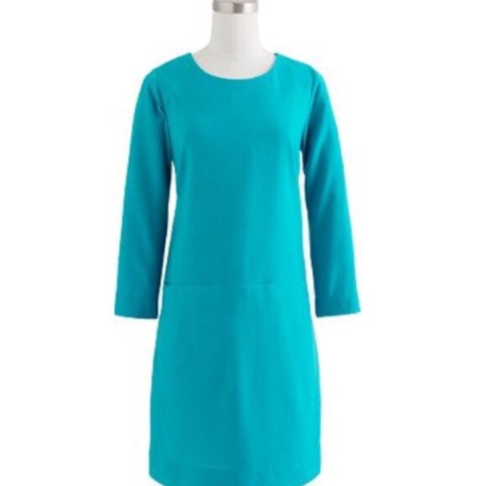 J. Crew turquoise wool shift dress with pockets