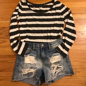 Grey and white striped top