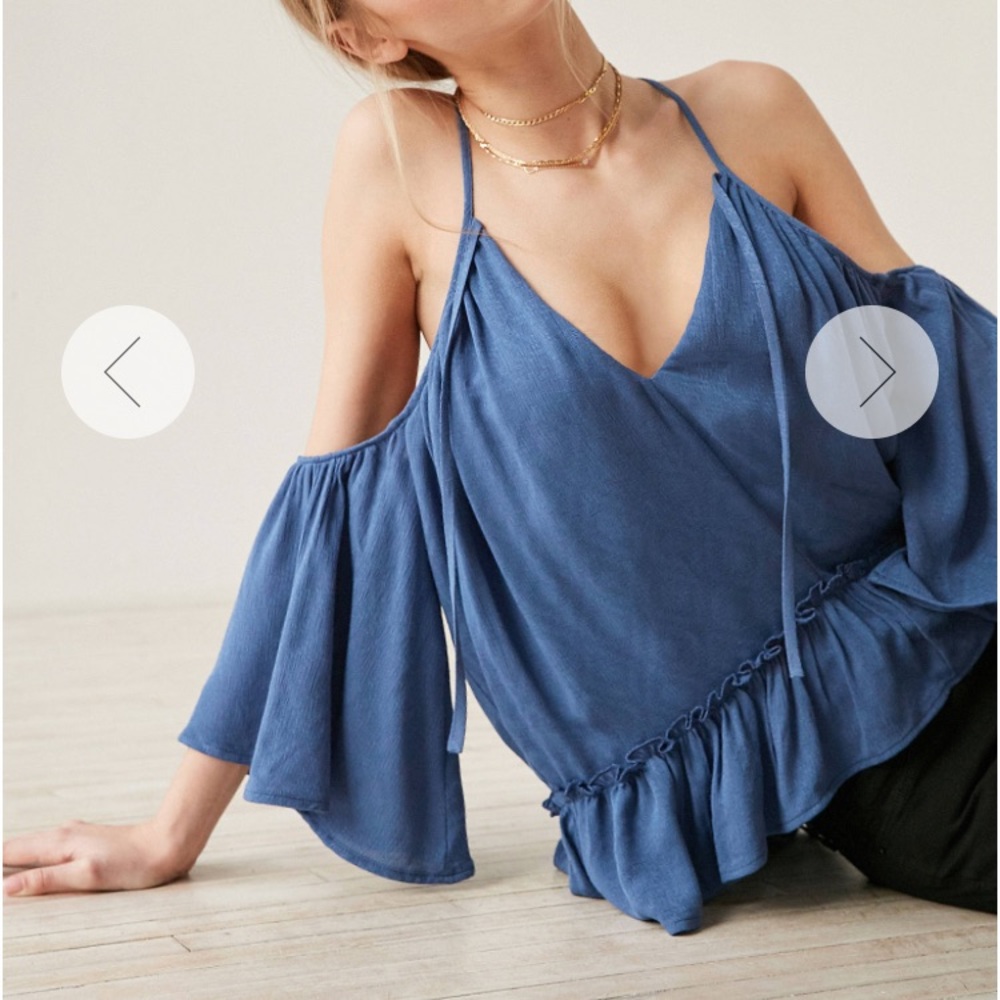 woven cold shoulder blouse