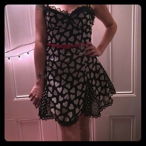 Hot topic black and white heart print dress