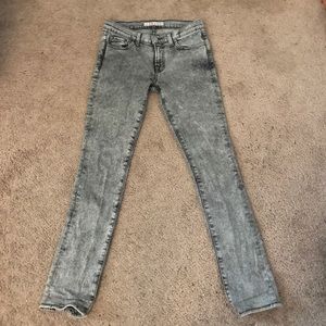 Low-Rise Pencil Leg J Brand Acid-Washed Gray Jeans