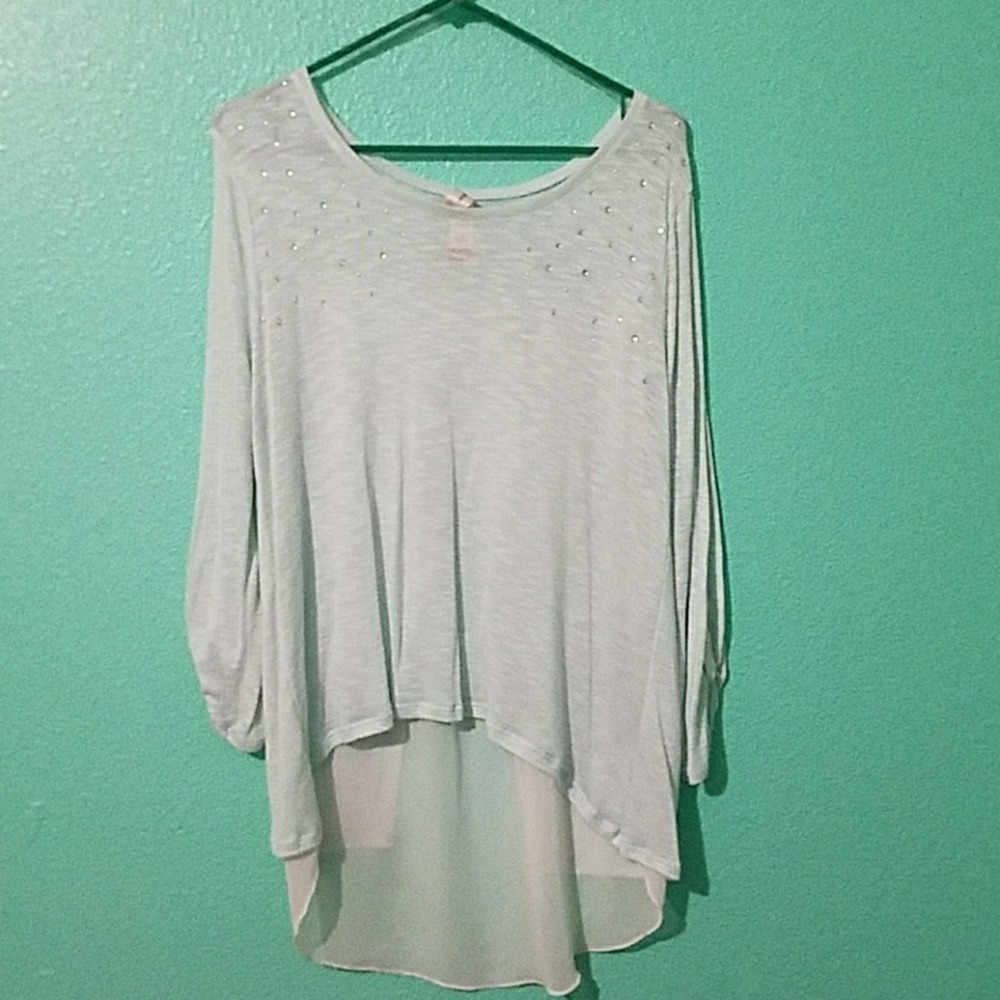 Baby Blue Long Sleeve Blouse