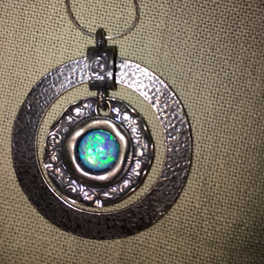 925 sterling silver Fire Opal necklace