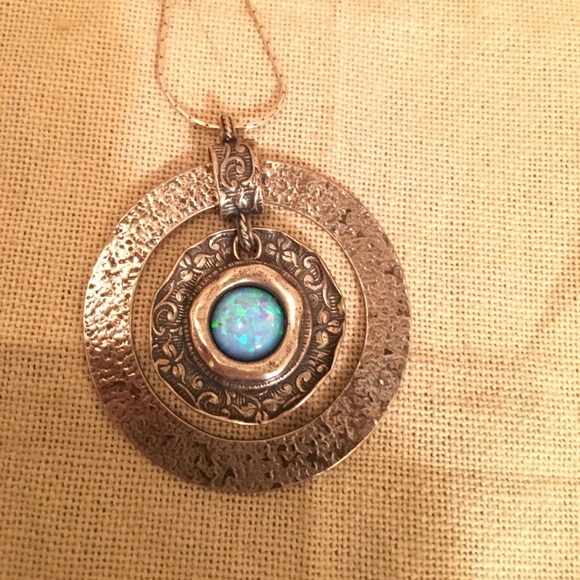 925 sterling silver Fire Opal necklace - Picture 3 of 4