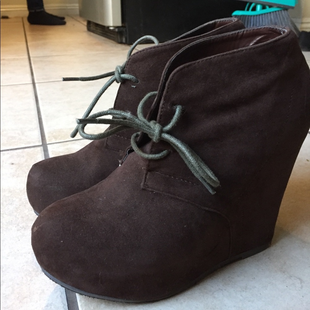 Brown Lace Platforms