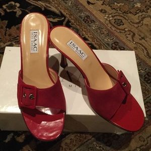 Fabulous Isaac Mizrahi RED Suede Back-out Shoes