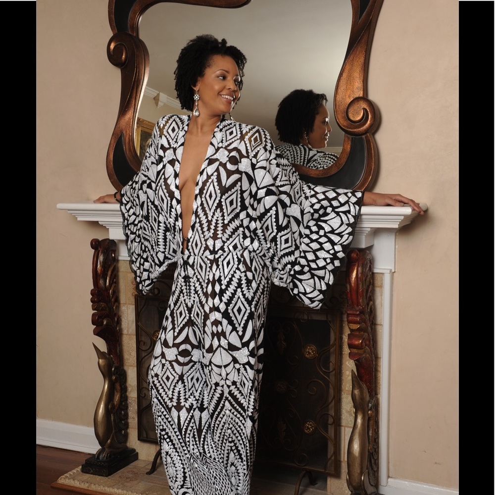 Black & white sequined jumpsuit