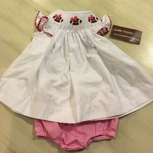 NWT- Smocked Pink, Football Two-piece set, Size 2T