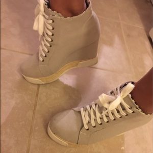 Grey Aldo wedge boots