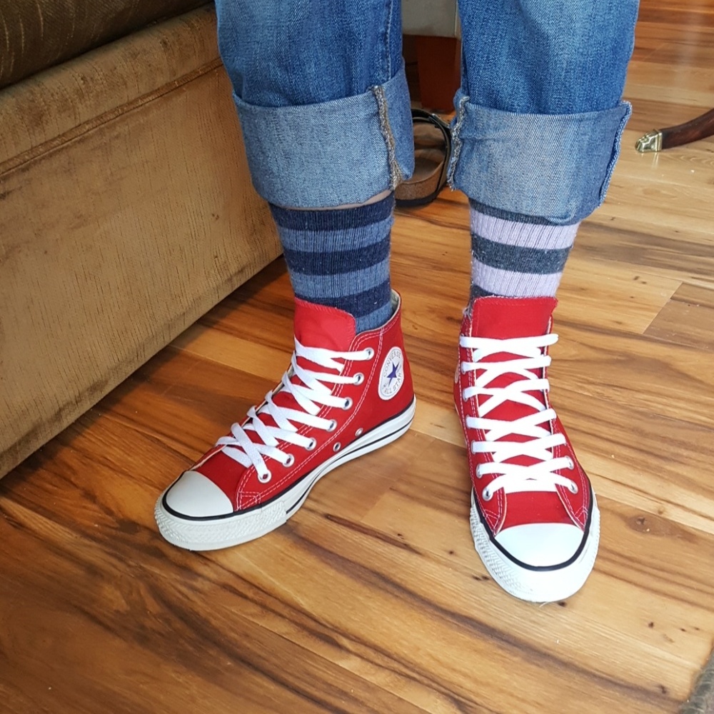 Red high top converse M5 W7