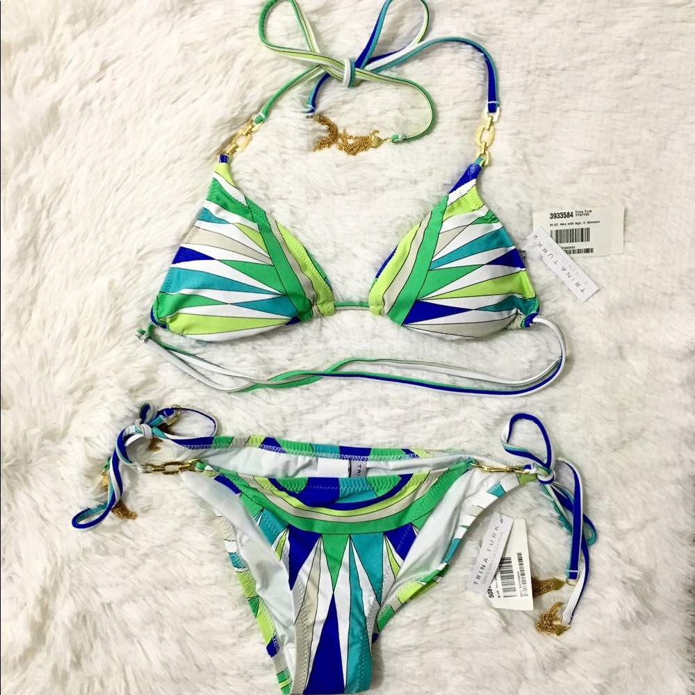 NWT Trina Turk green & blue bikini sz 4