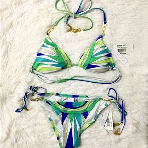 NWT Trina Turk green & blue bikini sz 4