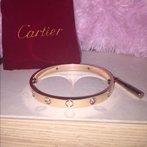 Rose Gold Love Bracelet with Stones 19CM