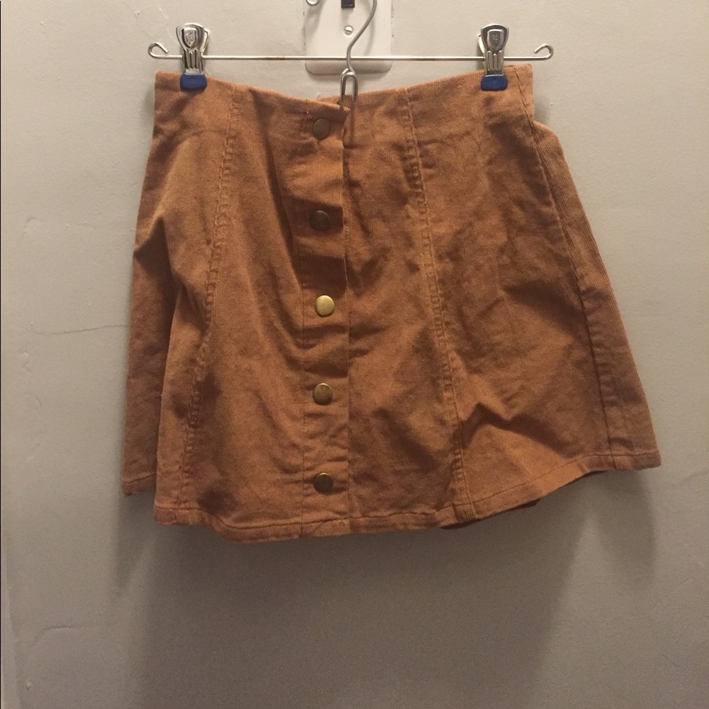 Brown corduroy button up skirt