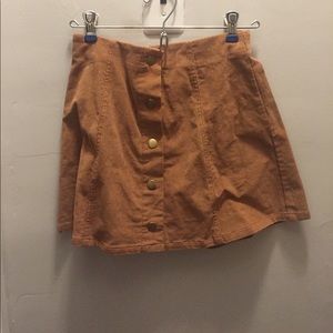 Brown corduroy button up skirt
