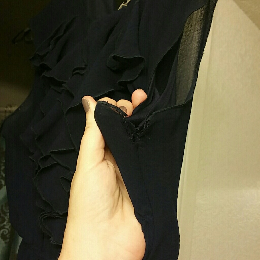 Navy Ruffle Dress - Picture 2 of 3