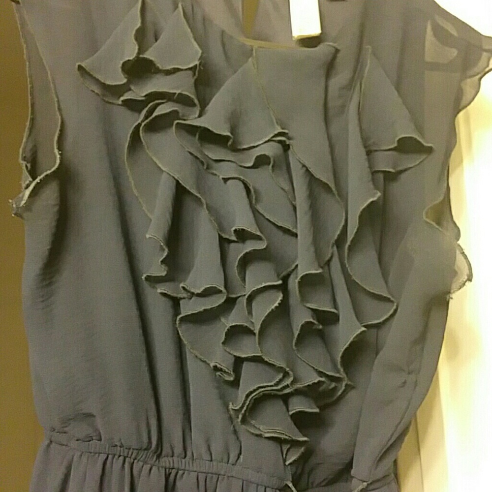 Navy Ruffle Dress - Picture 3 of 3